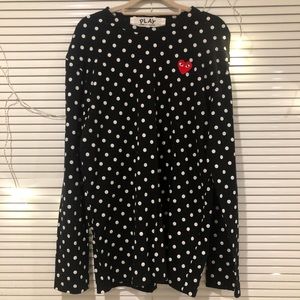 COMME DES GARCONS PLAY LONG SLEEVE POLKA DOT TEE